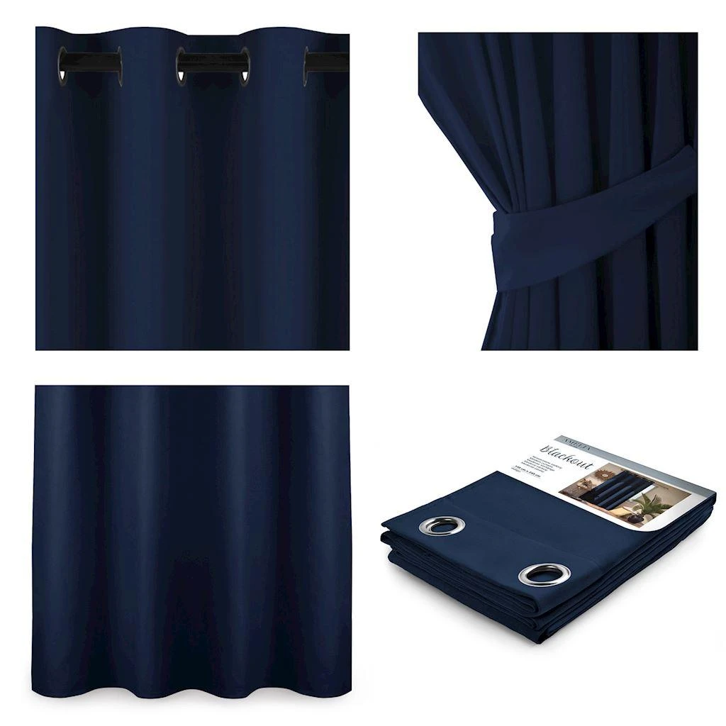 AmeliaHome CURT/AH/BLACKOUT/EYELETS/INDIGO/140X245/1PC