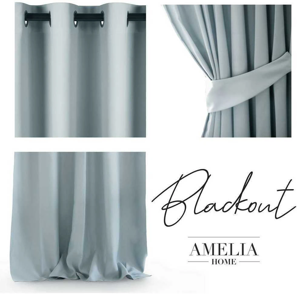 Naktinė užuolaida su žiedais AmeliaHome BLACKOUT 140X245 cm, 1 vnt., spalva: sidabrinė