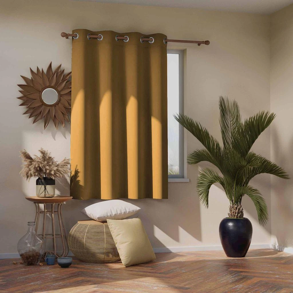 AmeliaHome Užuolaida užtamsinanti 140×175 cm garstyčių spalvos su žiedais AH