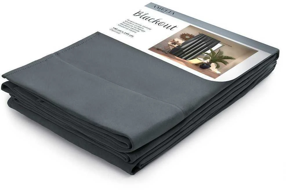 Naktinė užuolaida AmeliaHome BLACKOUT 140X245 cm, 1 vnt., juosta/kabliukai, spalva: grafito