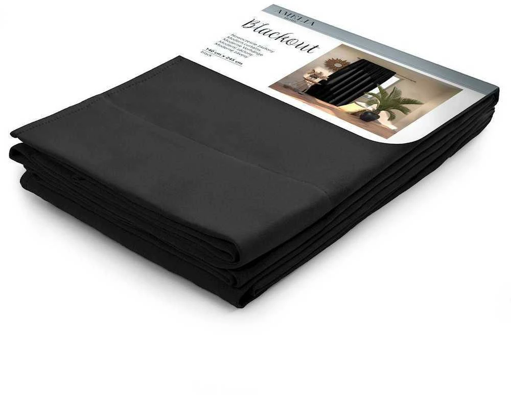Naktinė užuolaida AmeliaHome BLACKOUT 140X245 cm, 1 vnt., juosta/kabliukai, spalva: juoda
