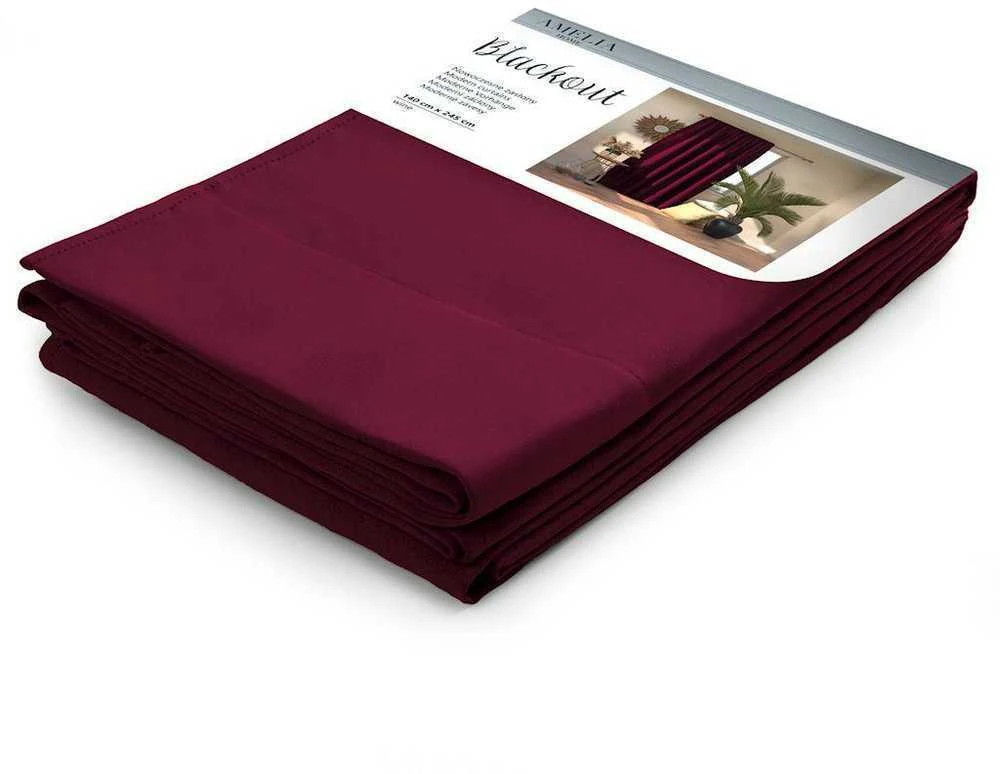 Naktinė užuolaida AmeliaHome BLACKOUT 140X245 cm, 1 vnt., juosta/kabliukai, spalva: bordo