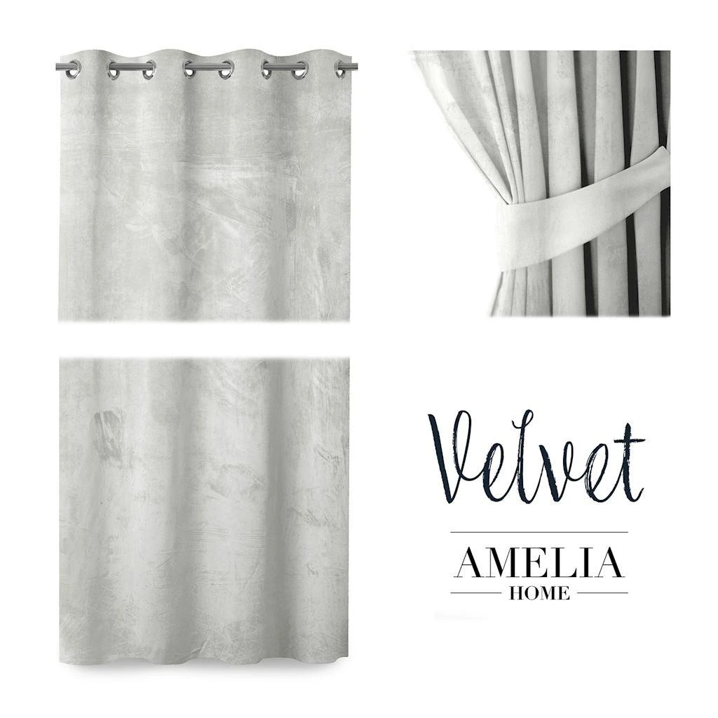 Naktinė užuolaida su žiedais AmeliaHome VELVET 140X245 cm, 1 vnt., spalva: balta