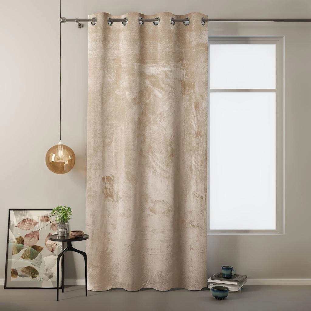 Naktinė užuolaida su žiedais AmeliaHome VELVET 140X245 cm, 1 vnt., spalva: kreminė