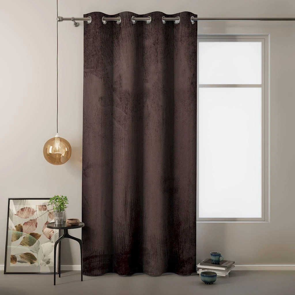 AmeliaHome Užuolaida aksominė su žiedais, 140 × 245 cm, tamsiai ruda