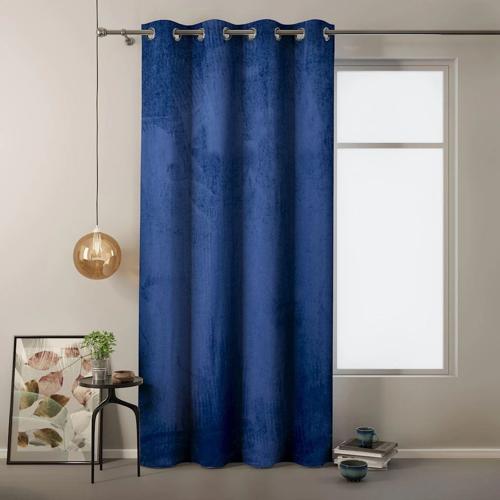 Naktinė užuolaida su žiedais AmeliaHome VELVET 140X245 cm, 1 vnt., spalva: tamsiai mėlyna