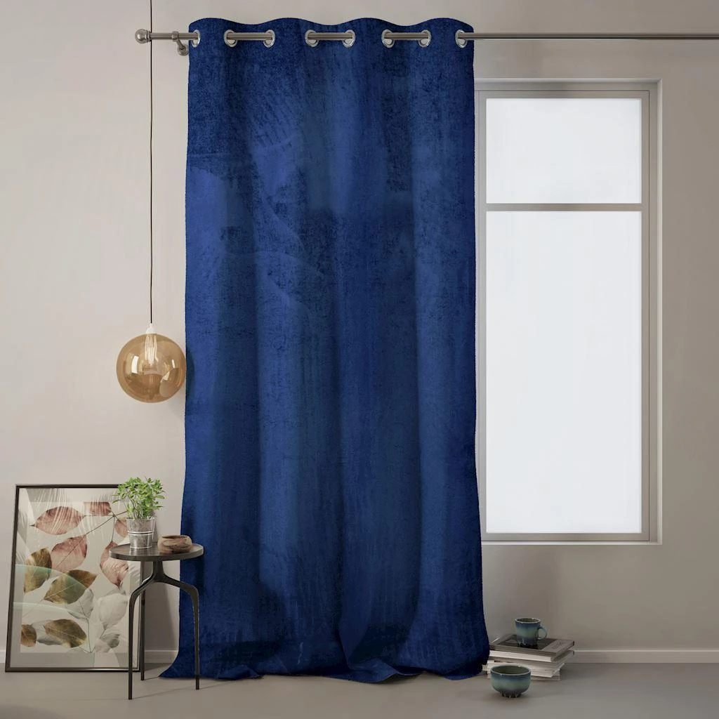 Naktinė užuolaida su žiedais AmeliaHome VELVET 140X270 cm, 1 vnt., spalva: tamsiai mėlyna