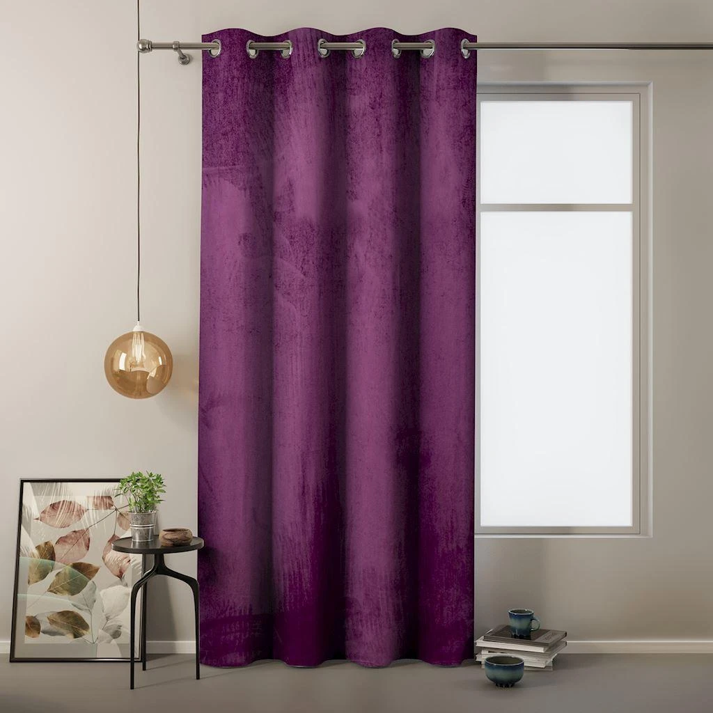 Naktinė užuolaida su žiedais AmeliaHome VELVET 140X245 cm, 1 vnt., spalva: slyvų