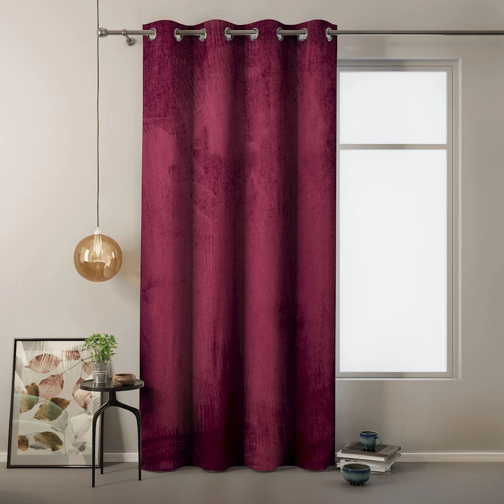 Naktinė užuolaida su žiedais AmeliaHome VELVET 140X245 cm, 1 vnt., spalva: vyno