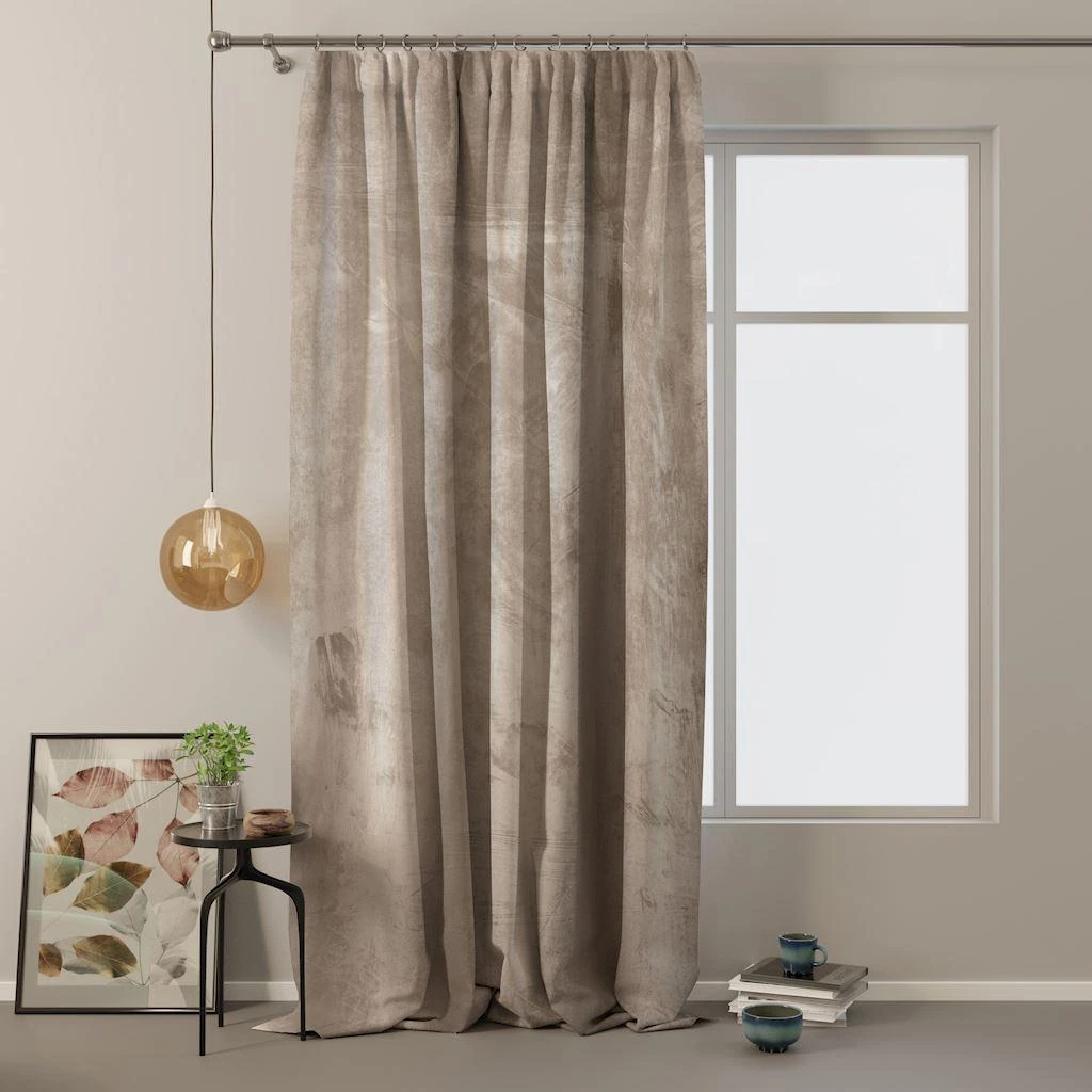 Naktinė užuolaida AmeliaHome VELVET 140X270 cm, 1 vnt., juosta/kabliukai, spalva: smėlio