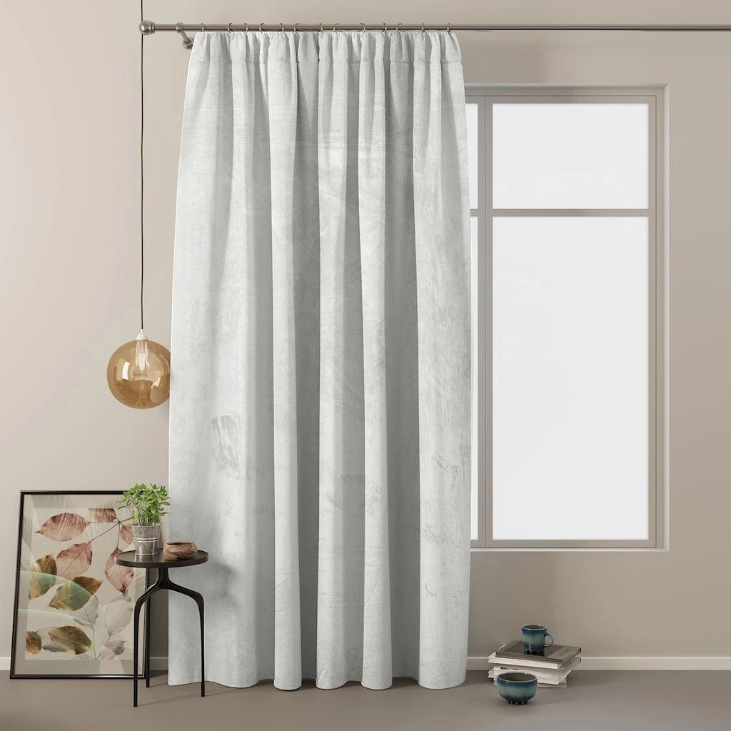 Naktinė užuolaida AmeliaHome VELVET 140X245 cm, 1 vnt., juosta/kabliukai, spalva: balta
