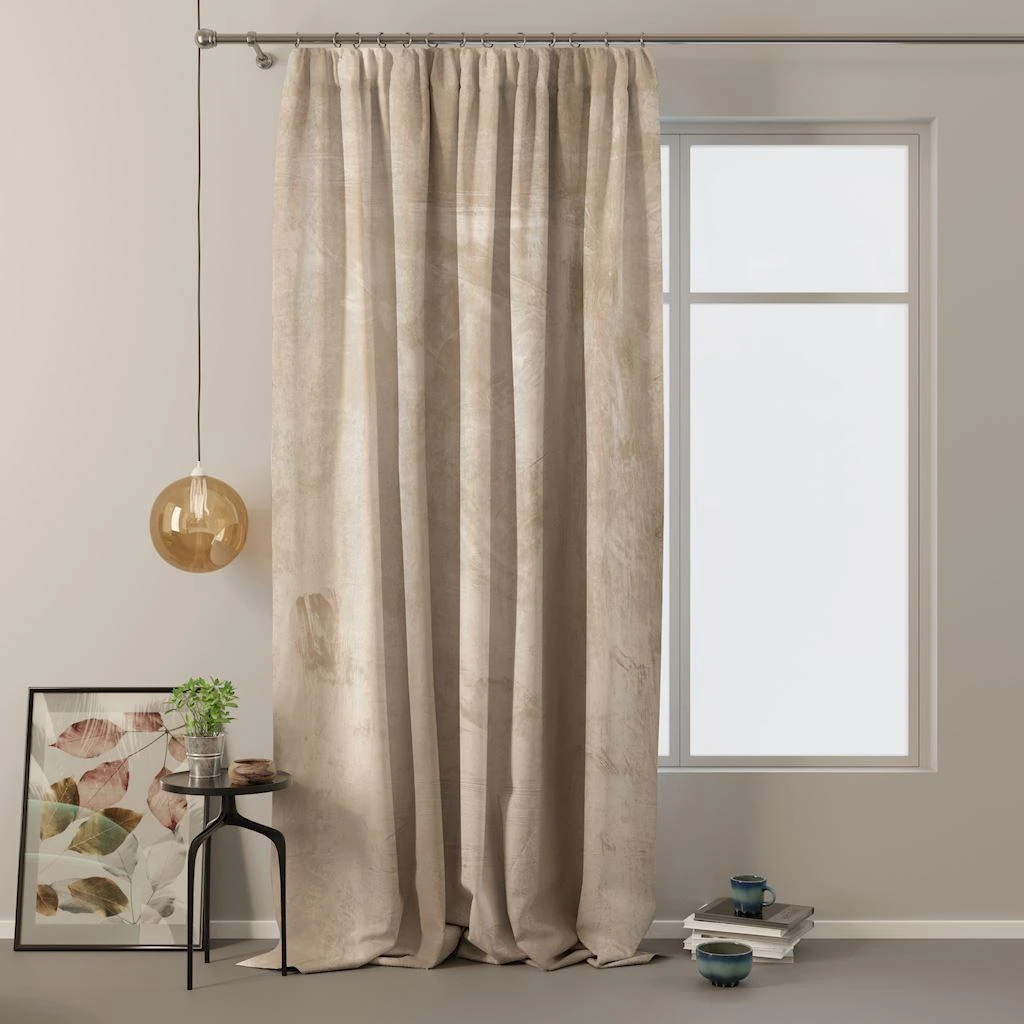 Naktinė užuolaida AmeliaHome VELVET 140X270 cm, 1 vnt., juosta/kabliukai, spalva: kreminė