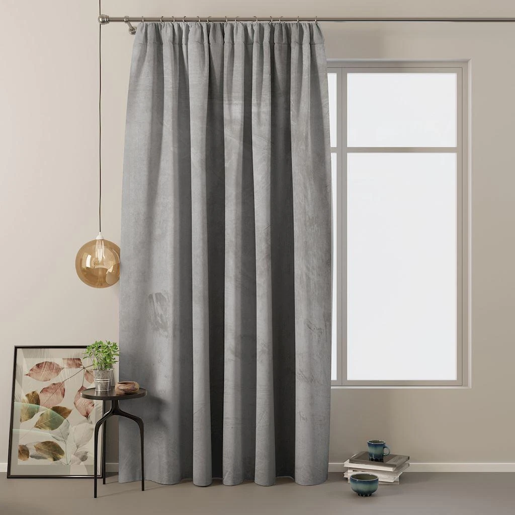 Naktinė užuolaida AmeliaHome VELVET 140X245 cm, 1 vnt., juosta/kabliukai, spalva: sidabrinė