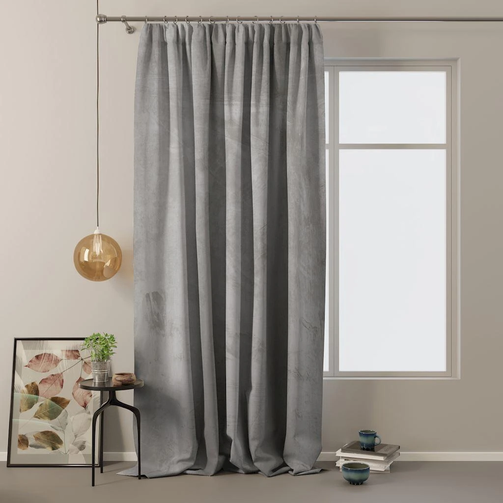 Naktinė užuolaida AmeliaHome VELVET 140X270 cm, 1 vnt., juosta/kabliukai, spalva: sidabrinė