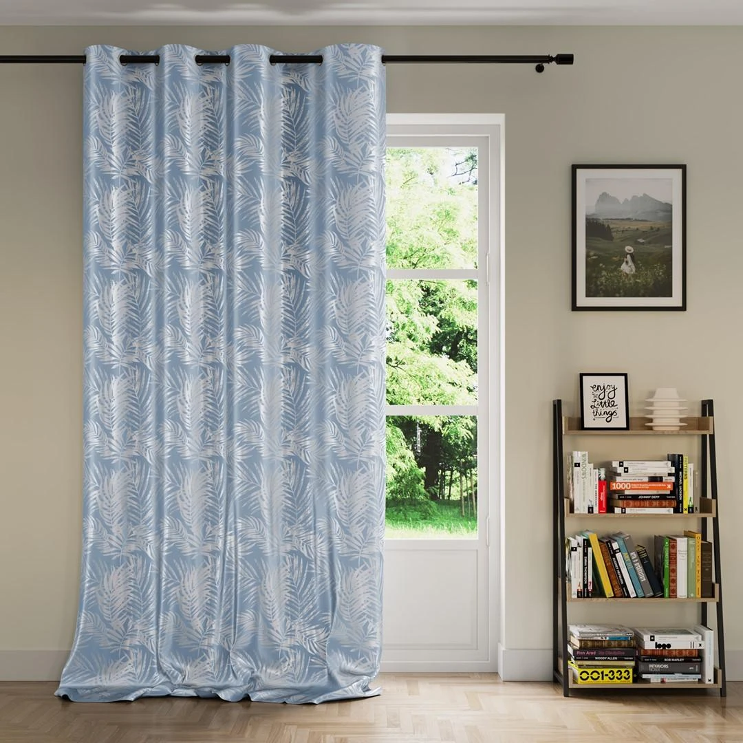 AmeliaHome Užuolaida su lapų raštu šviesiai mėlyna Velvet Amelia Home