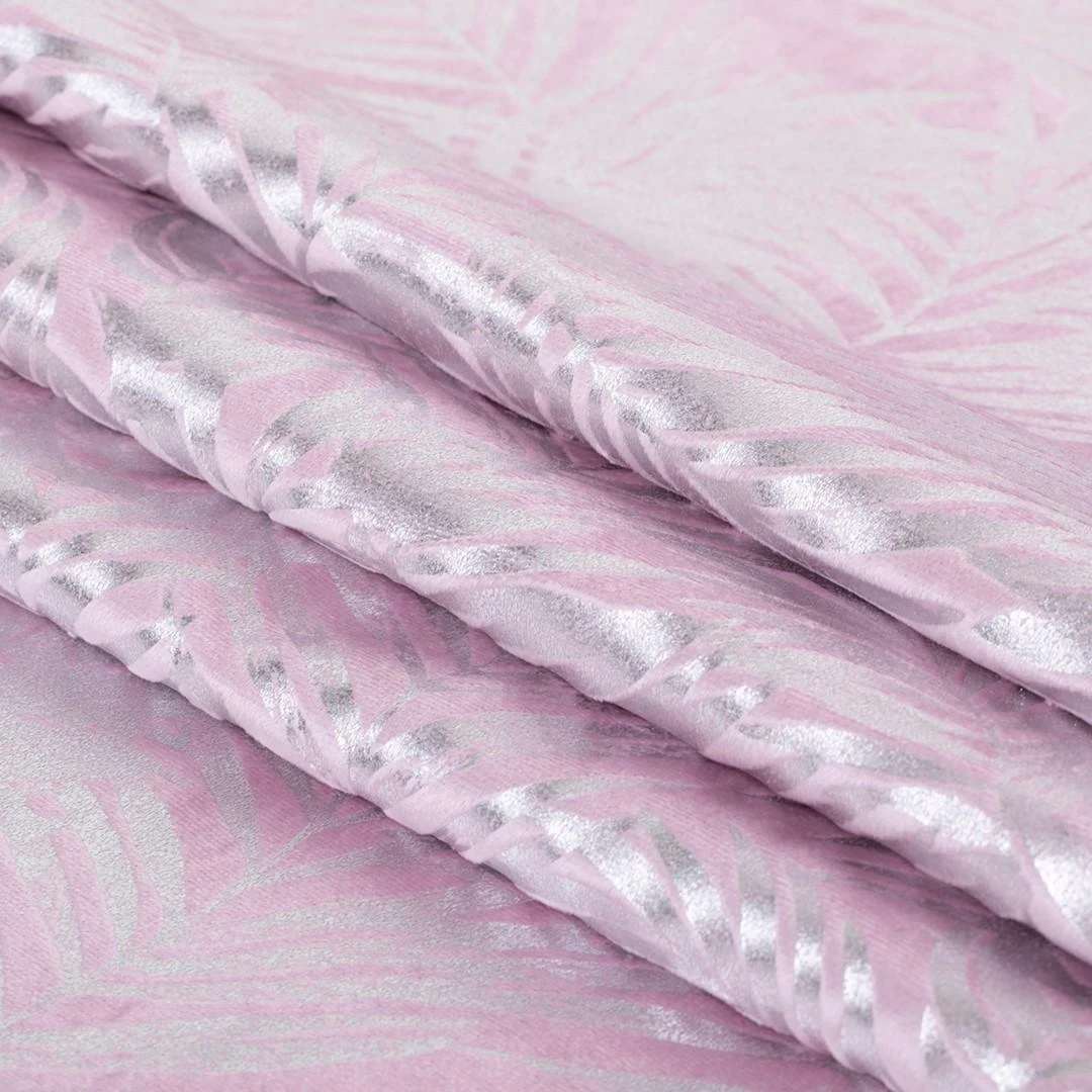 AmeliaHome Užuolaida su žiedais rožinės spalvos su sidabriniais lapais Velvet