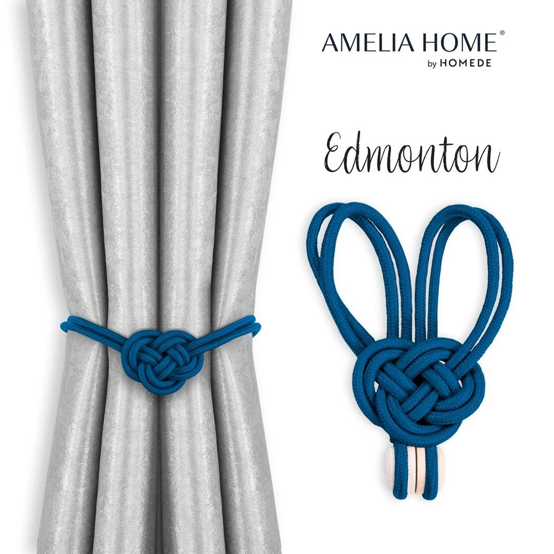 AmeliaHome Užuolaidų rišikliai Edmonton tamsiai mėlyni, 2 vnt.