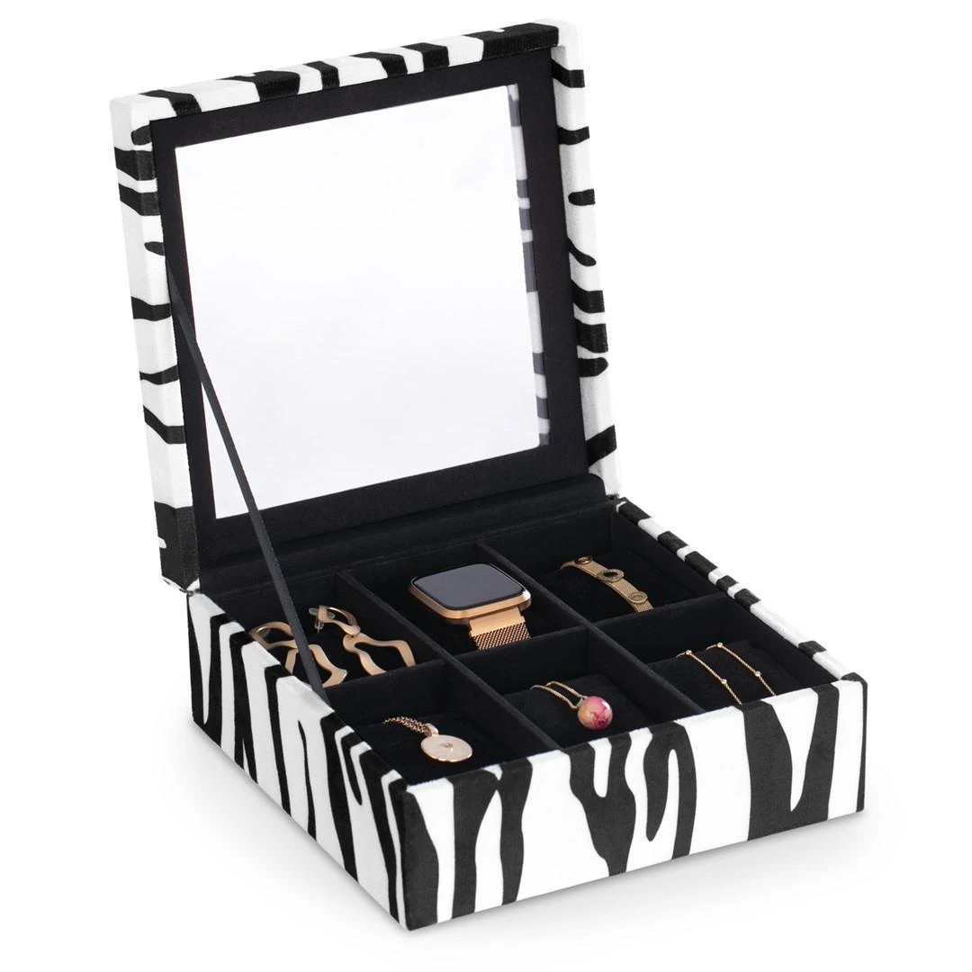 AmeliaHome JEWELRY BOX/AH/GLASEN/ZEBRA/18X7