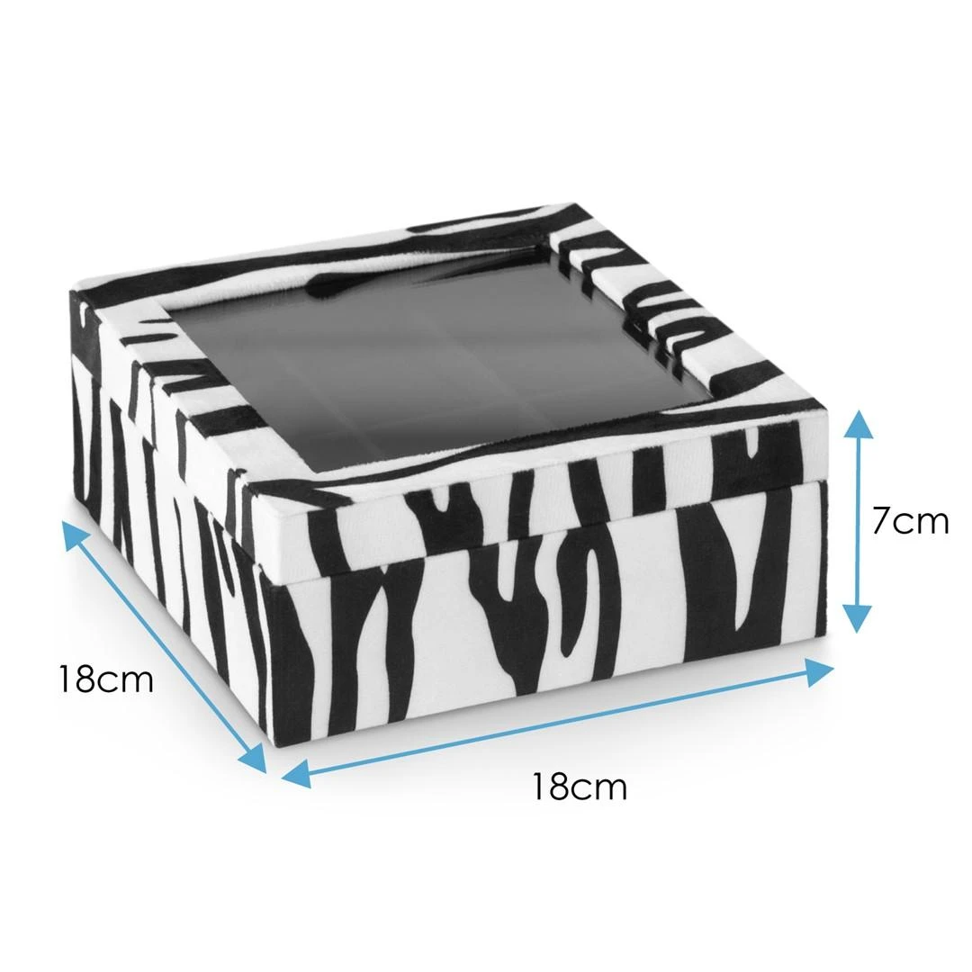 AmeliaHome JEWELRY BOX/AH/GLASEN/ZEBRA/18X7