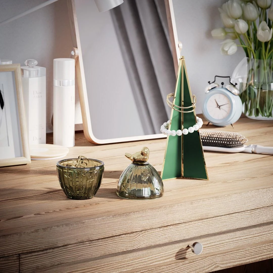 AmeliaHome JUWELRYSTAND/AH/FIR/BOTTLEGREEN/10X25