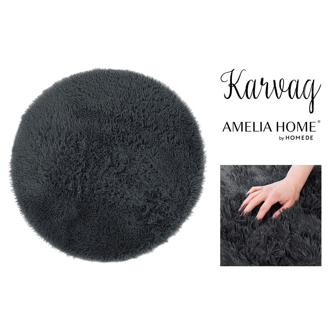 Apvalus kilimas AmeliaHome R120, 120 x 120 cm, spalva: tamsiai pilka