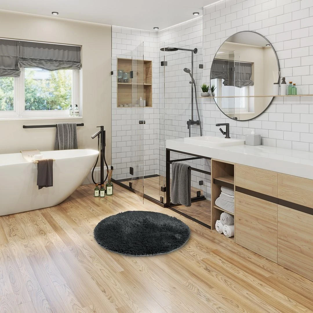 Apvalus kilimas AmeliaHome R120, 120 x 120 cm, spalva: tamsiai pilka