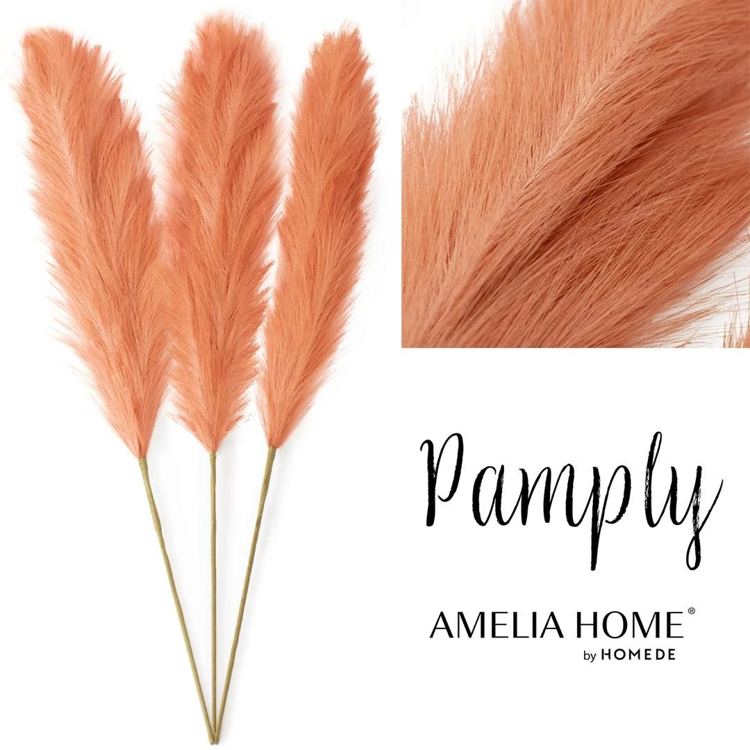 Persikinė dirbtinė pampų žolė PAMPLY, 3 vnt.