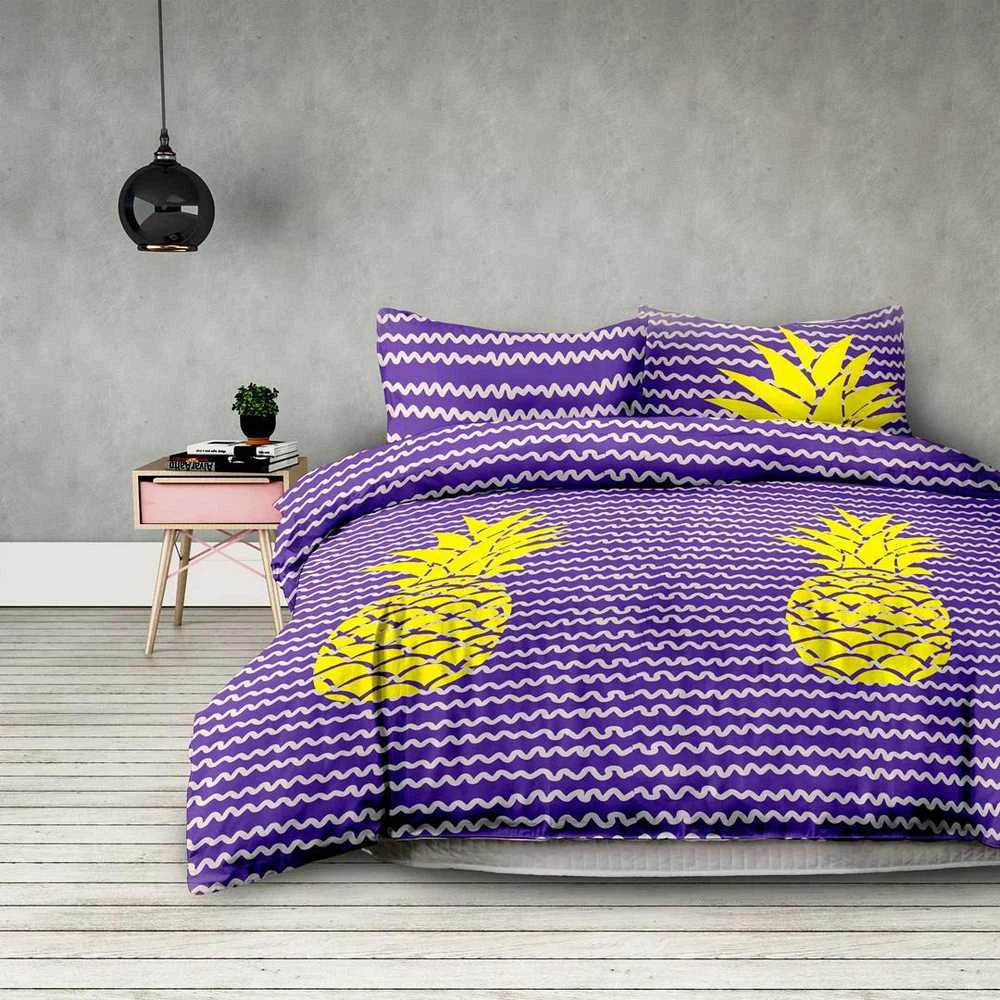 AmeliaHome Patalynės komplektas su ananasų raštu AH BASIC 155x220 cm + 80x80 cm (2+2)