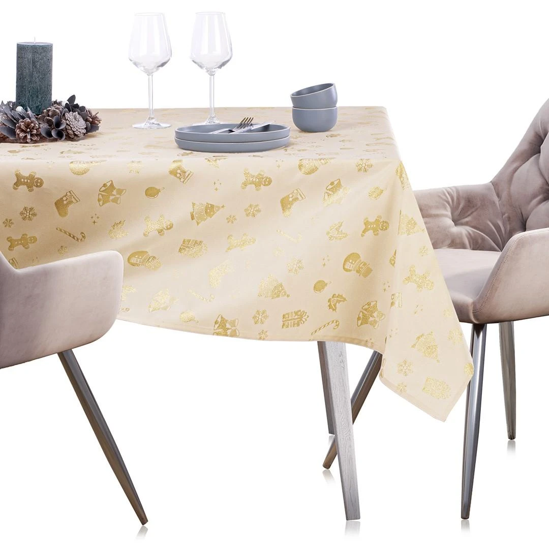 AmeliaHome TCLOTH/AH/CHRISTMASSTORY/HMD/GOLD/140X180