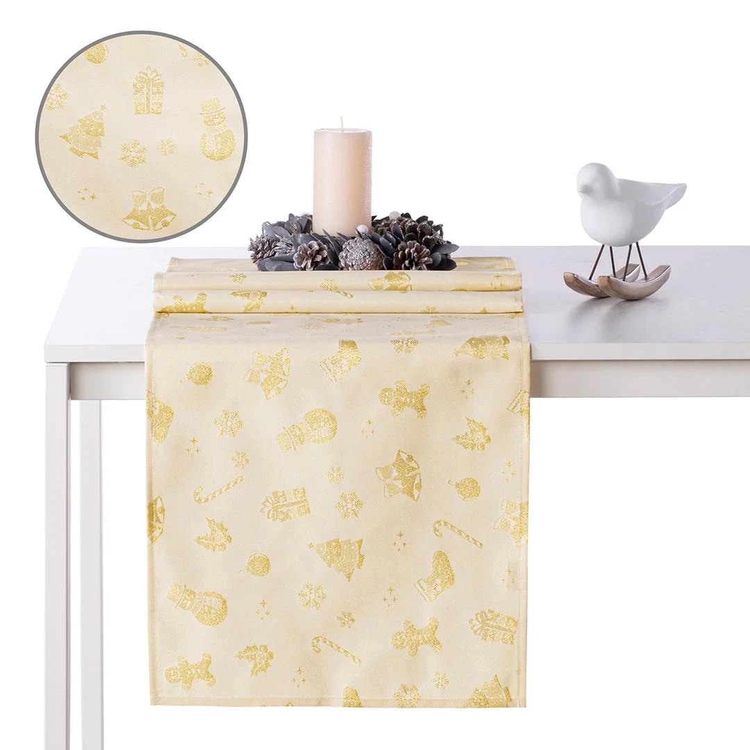 AmeliaHome TCLOTH/AH/CHRISTMASSTORY/HMD/GOLD/30X100