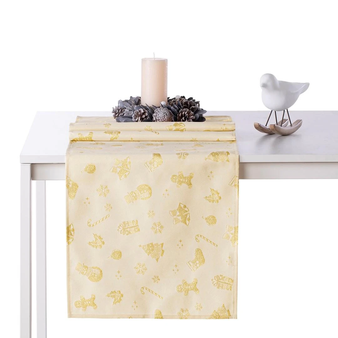 AmeliaHome TCLOTH/AH/CHRISTMASSTORY/HMD/GOLD/80X80