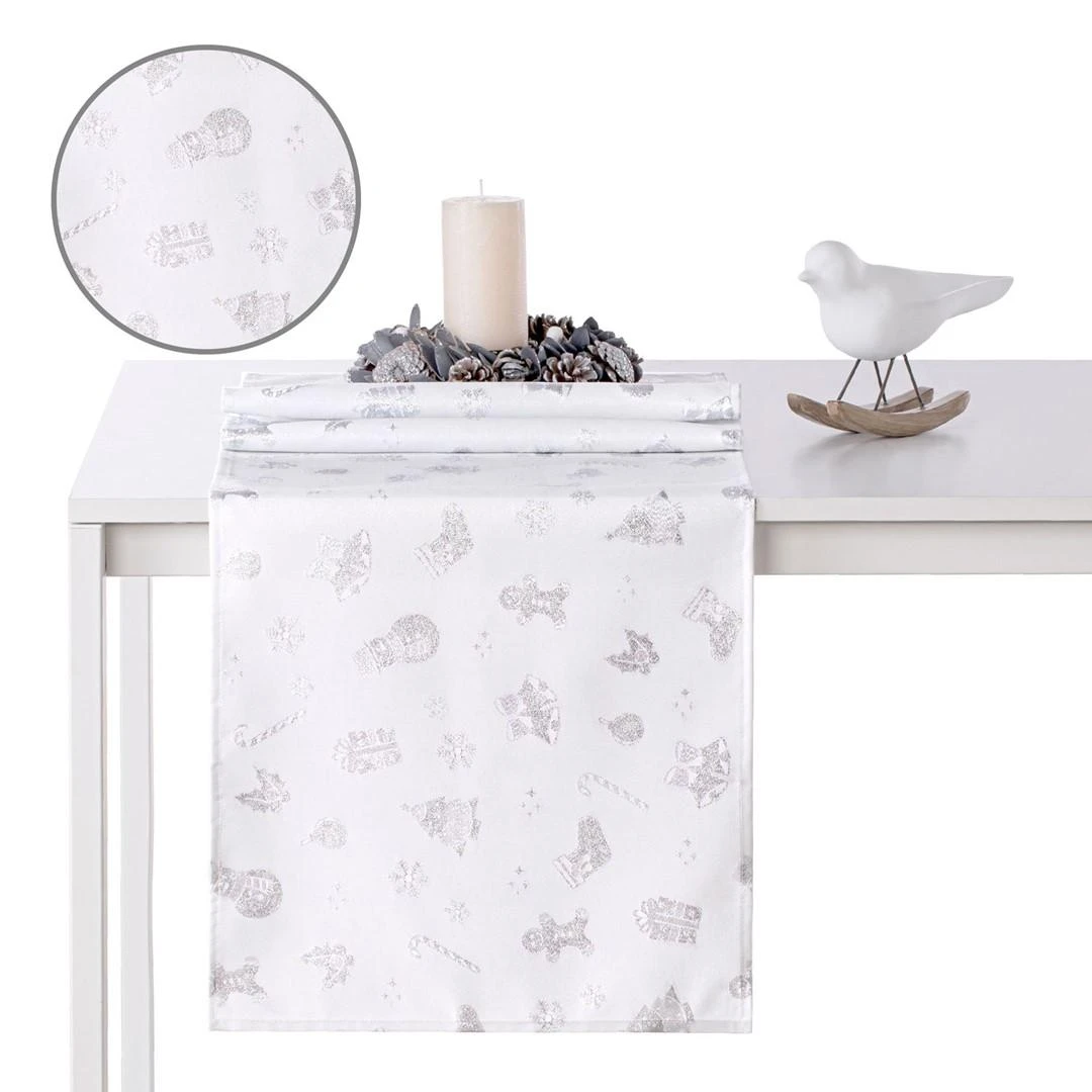 AmeliaHome TCLOTH/AH/CHRISTMASSTORY/HMD/Sidabrinis/40X140