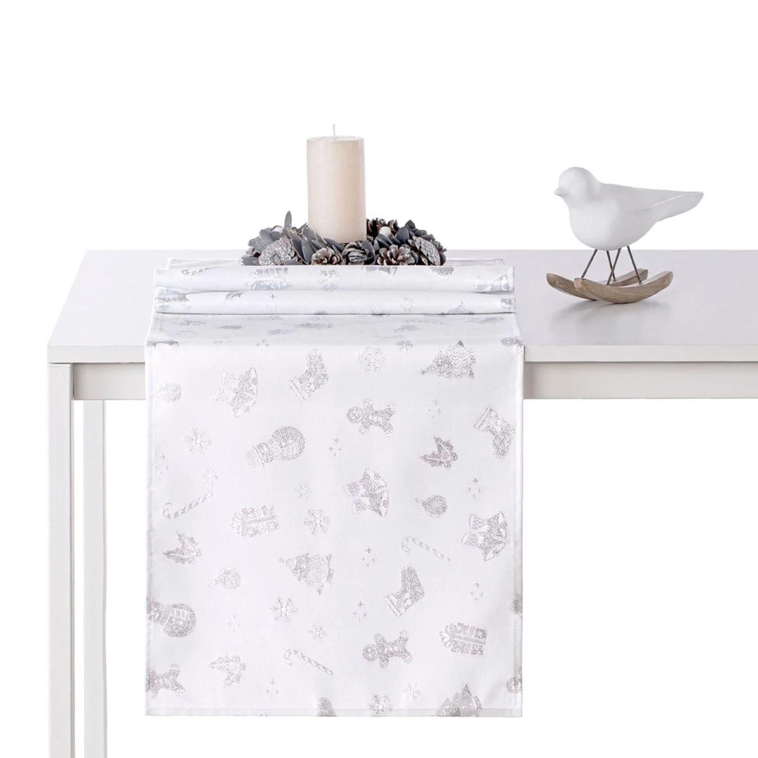 AmeliaHome TCLOTH/AH/CHRISTMASSTORY/HMD/Sidabrinis/80X80