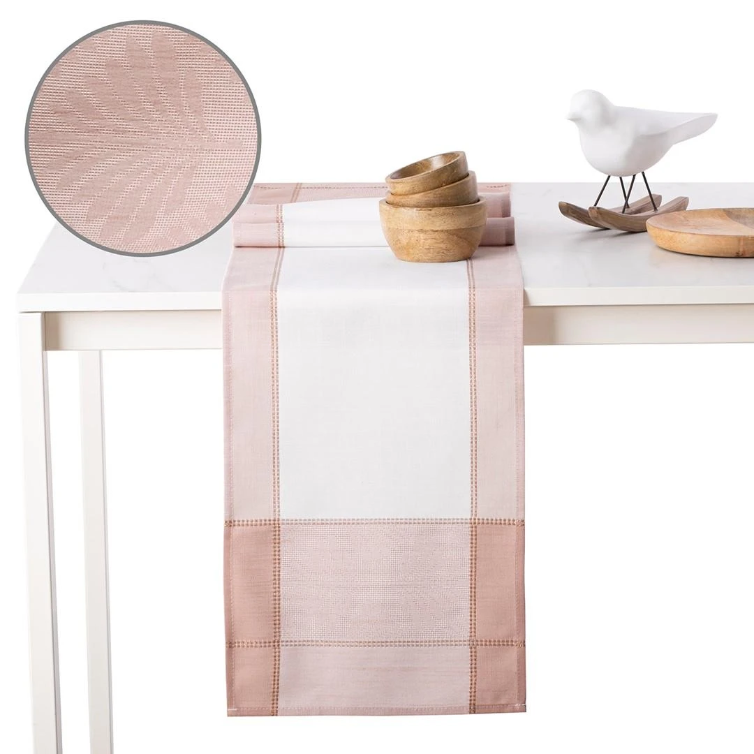 AmeliaHome Rožinė–balta staltiesė Lille 30×120 cm