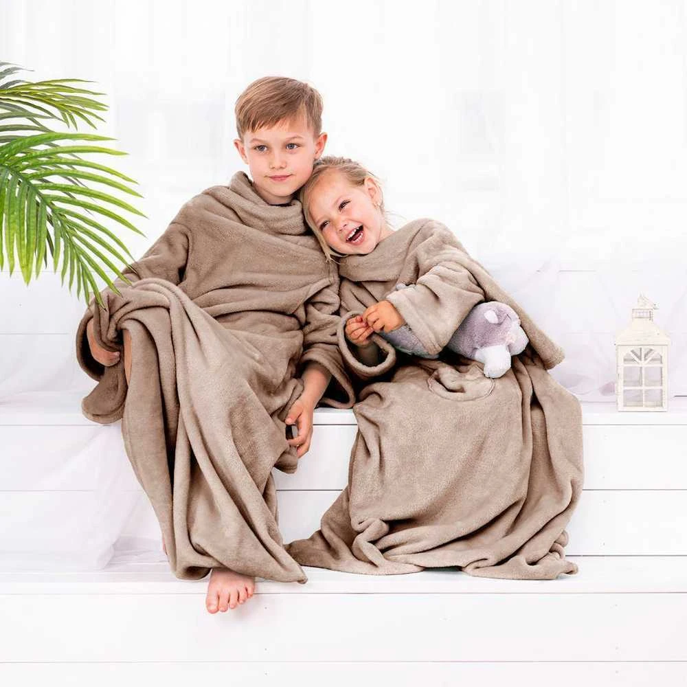 DecoKing Smėlinės spalvos vaikų antklodė LAZYKIDS 90×105 cm