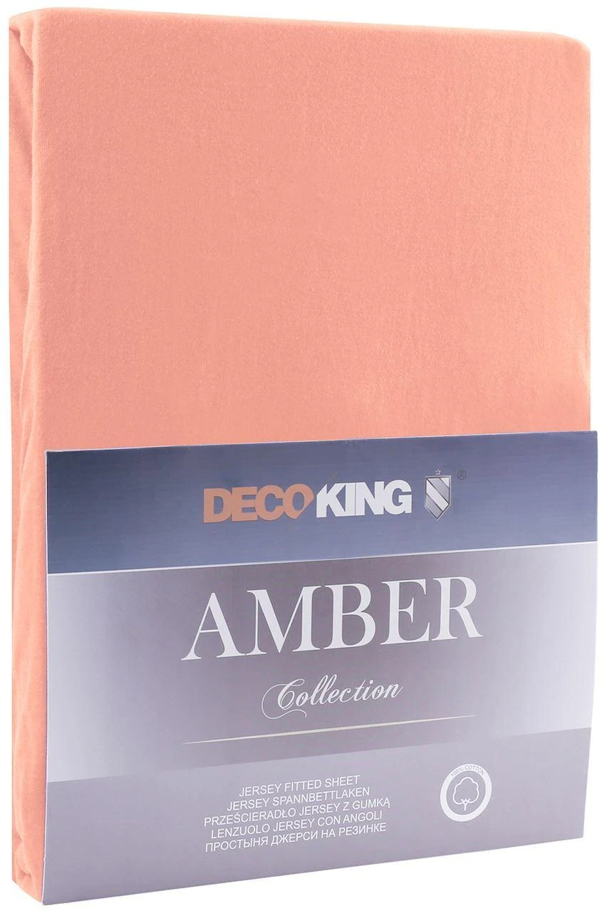 Paklodė DecoKing Amber Persikinė, 220x200 cm, su guma