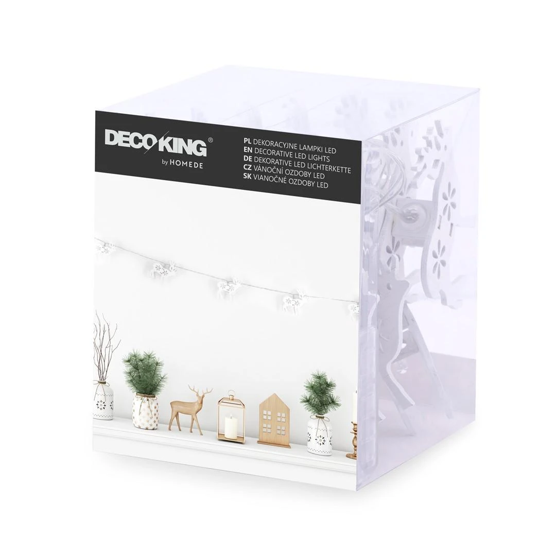 DecoKing Mediniai kalėdiniai elniukai, balti, 10 vnt
