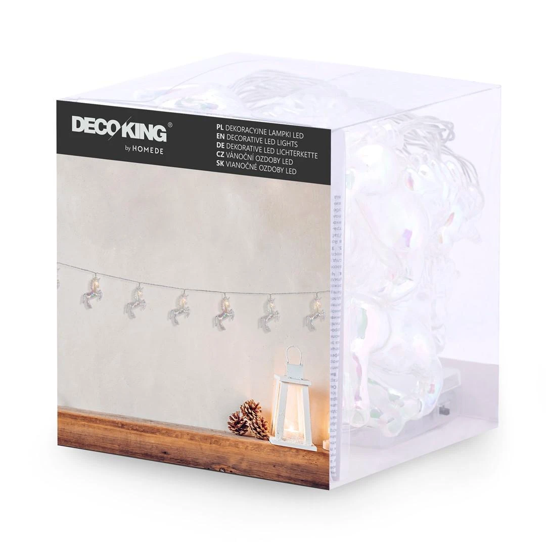DecoKing LED girlianda Rainbow Pony, šiltai balta, 10 vnt.