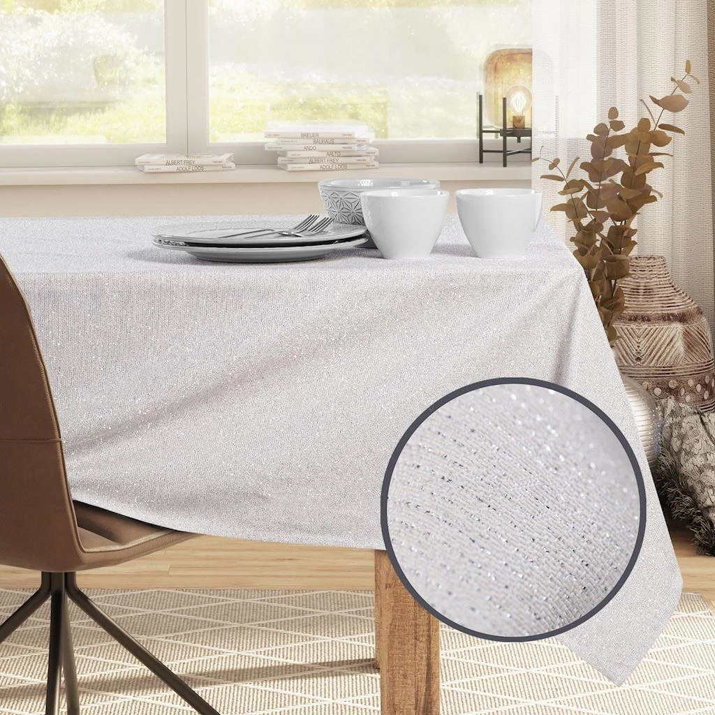 DecoKing Staltiesė 115×300 + 35×300 cm kreminės spalvos DK SPARKLE