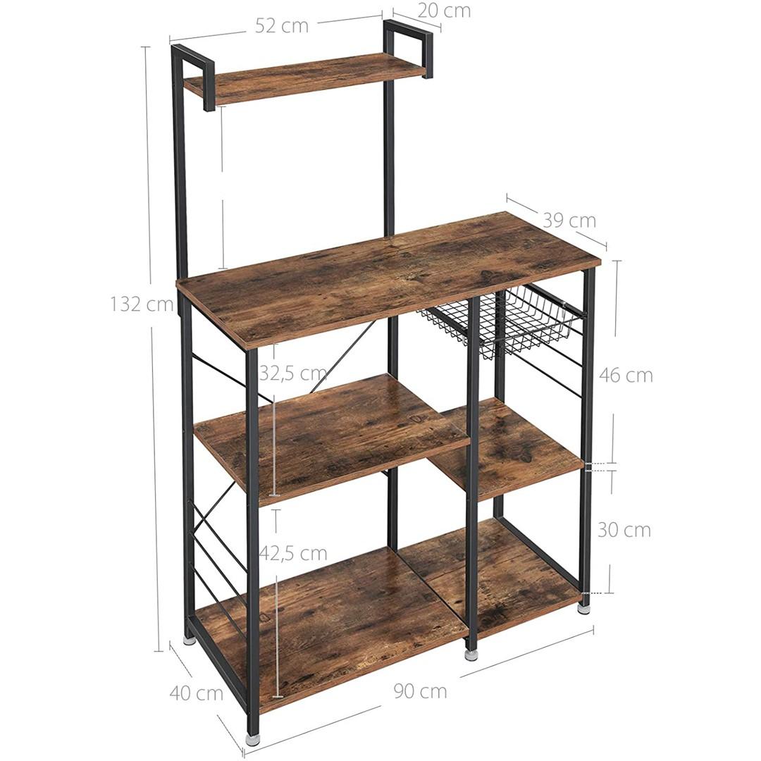 Songmics VIRTUVĖS LENTYNA/RUSTICBROWN+Juodas/90x40x132