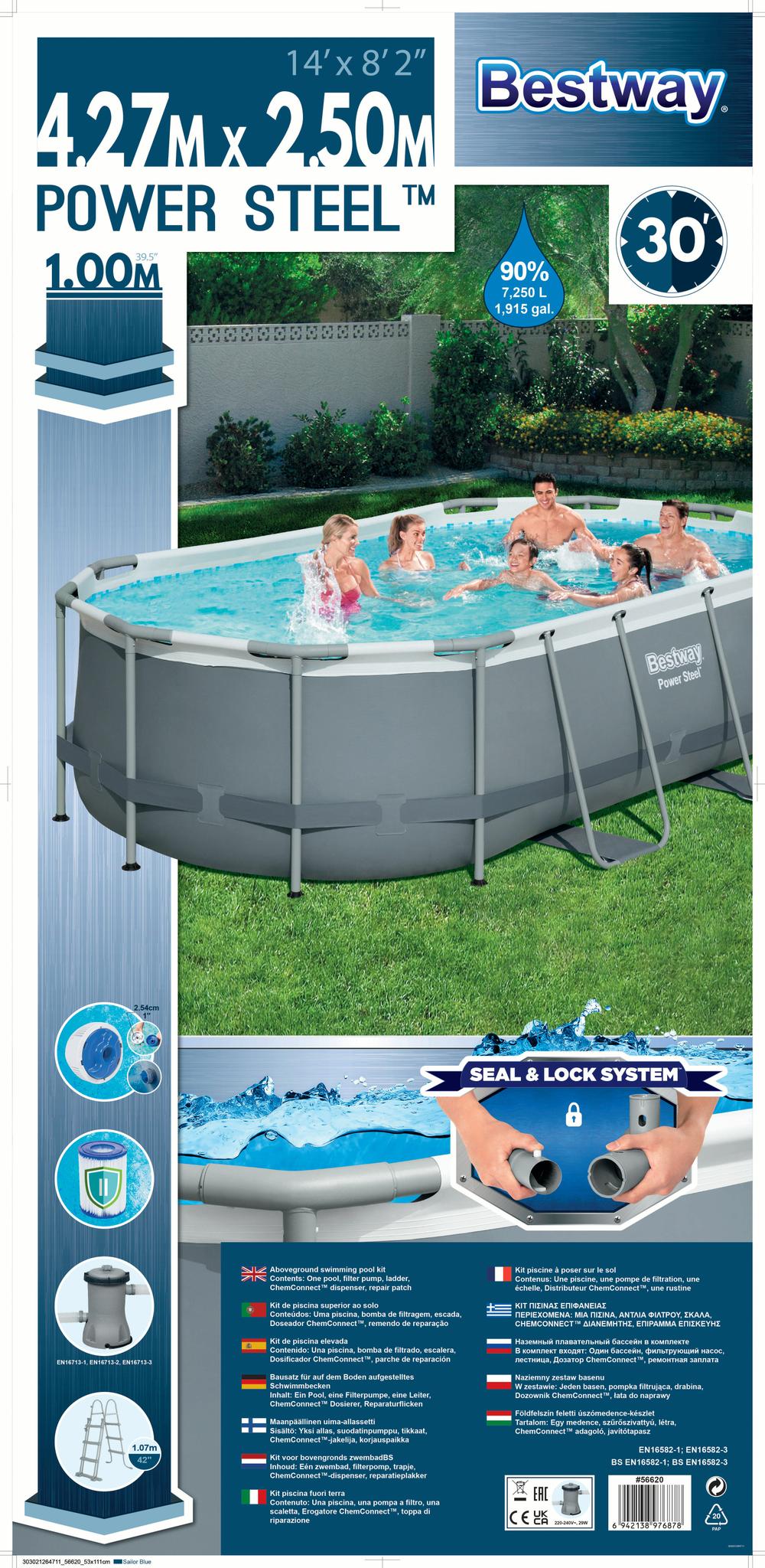 Bestway 56620 "Power Steel" 427 x 250 x 100 cm, ovalaus baseino rinkinys