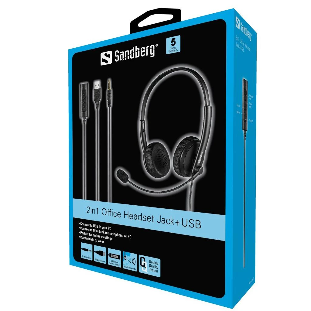 Jack Sandberg 2in1 biuro ausinės lizdas + USB