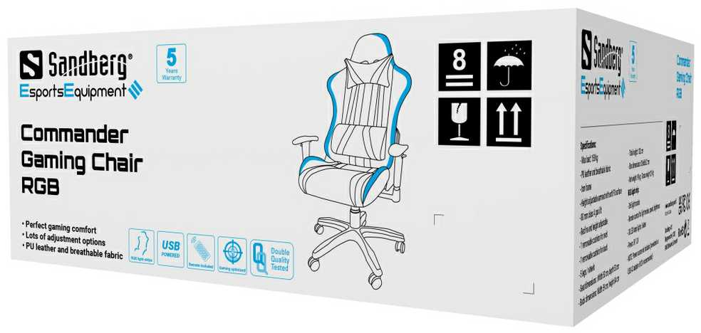 Sandberg Commander“ žaidimų kėdė RGB, modelis 640-94, žema kaina