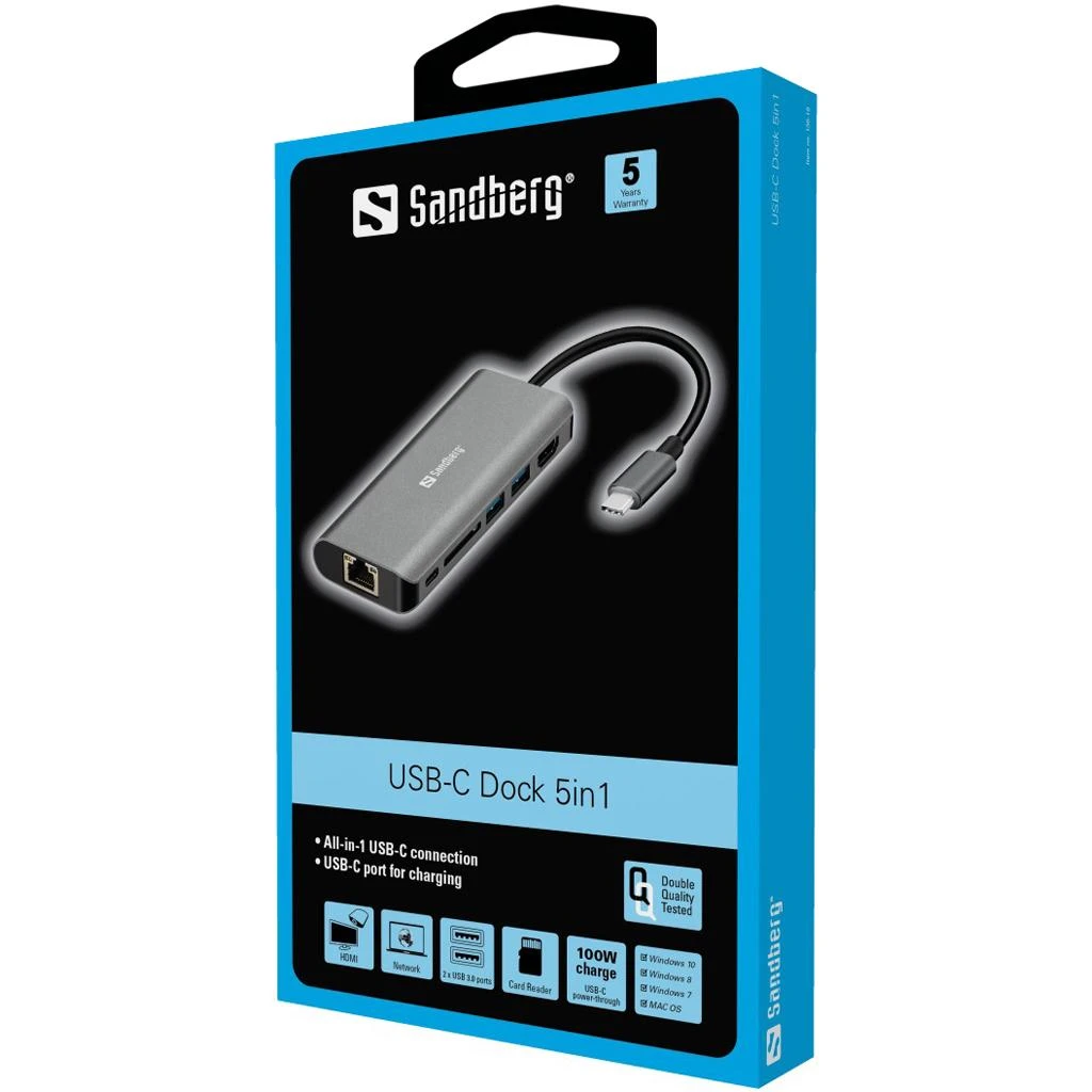 Sandberg USB-C dokas HDMI+LAN+SD+USB100W