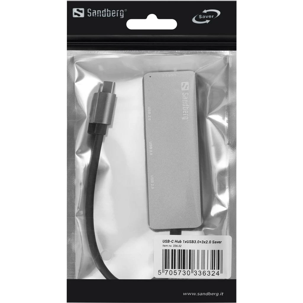 Sandberg USB-C šakotuvas plastikiniame įpakavime