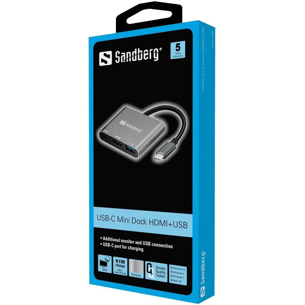 Sandberg USB-C mini dokas HDMI+USB