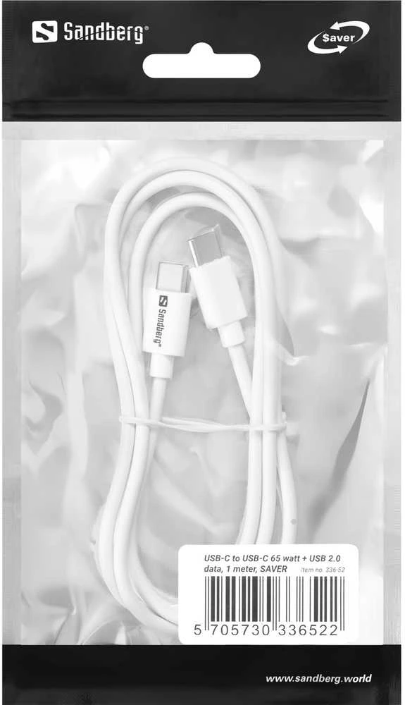 Sandberg USB-C > USB-C 65W 1M SAVER