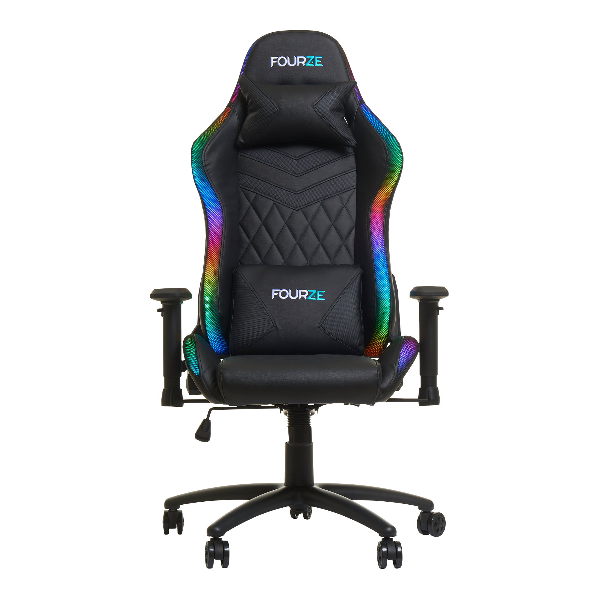 Žaidimų kėdė Fourze Lighting su RGB pašvietimu Gaming Chair, Juoda