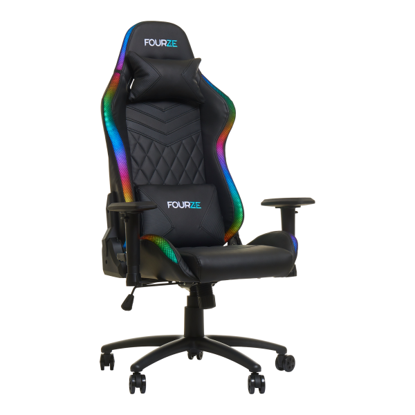 Žaidimų kėdė Fourze Lighting su RGB pašvietimu Gaming Chair, Juoda