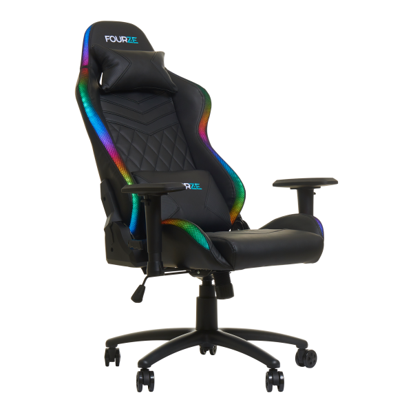 Žaidimų kėdė Fourze Lighting su RGB pašvietimu Gaming Chair, Juoda